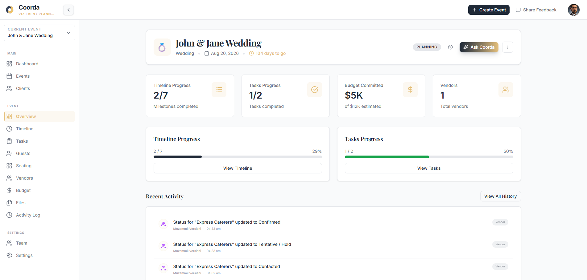 Coorda Dashboard Preview